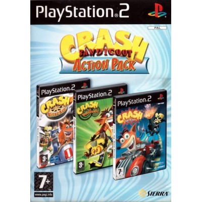 Crash Bandicoot Action Pack (Crash Tag Team Racing, Crash Twinsanity, Crash Nitro Kart) [PS2, английская версия]